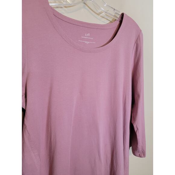 J. Jill Women's Luxe Supima Tunic 3/4 Sleeve Round Neck Pullover Pink Medium - Picture 2 of 6
